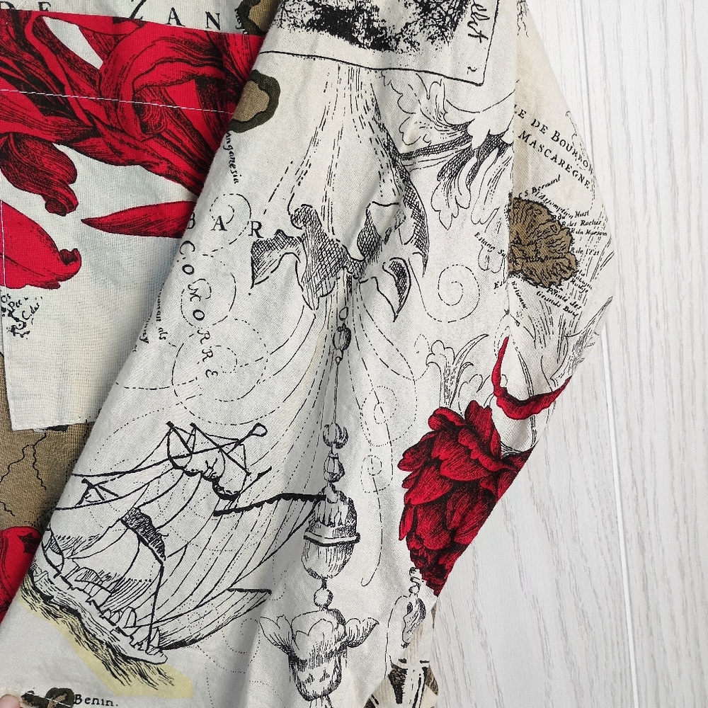 VTG 80s 90s Mirror Travel France Print made in USA Large 3 quarter button down - Picture 6 of 16